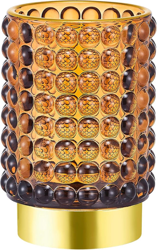 Makeup Brush Holder Organizer,Toothbrush Holders,Desk Pen Pencil Holder,Multifunctional Vintage Glass Brush Cup(A38-9-US/Brown/L)