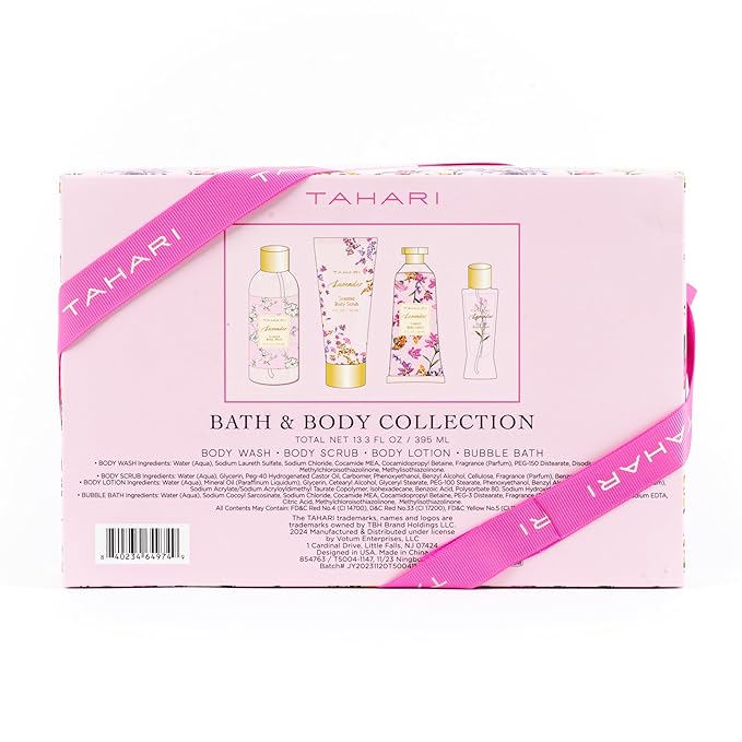 Tahari Spa Gift Set for Women, Lavender Spa Set, Bath Kit for Women Gift Set Includes Body Lotion, Body Wash, Body Scrub, Lotion Gift Set for Women, Birthday Gifts For Women