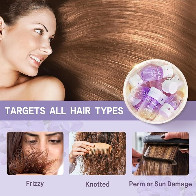 Hair Oil For Frizzy Hair With Coconut Oil - Hair Treatment For Dry Damaged Hair, Hair Perfume Oil For Curly Hair, Frizz Control Hair Care Products, Mini Bottles Hair Oil For Damaged Hair, 12pcs