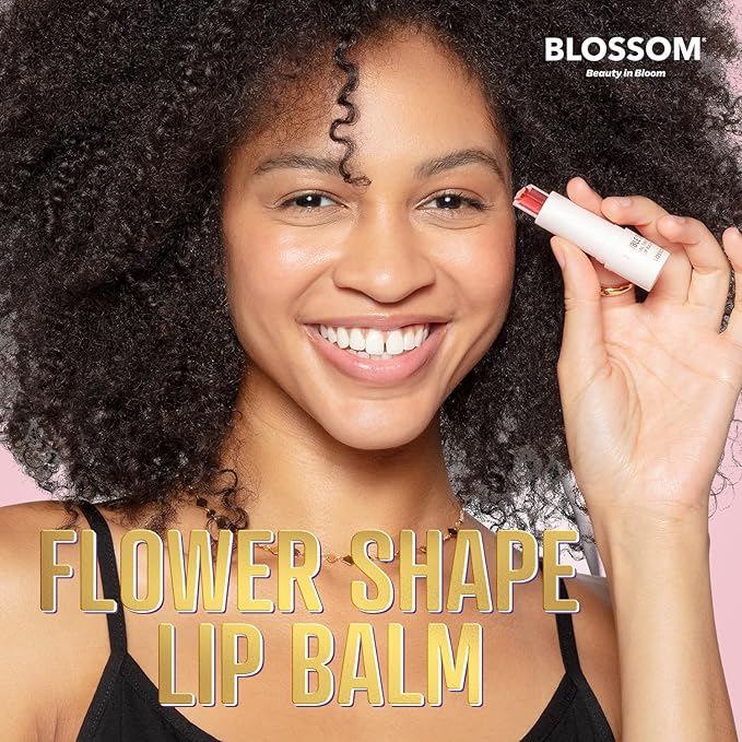 Blossom Double Take Flower Shaped Dual Tinted Moisturizing Lip Balm with Shea Butter, 0.13oz/3.6g, Pink Shimmer