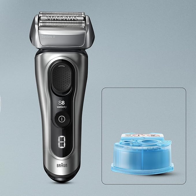 Braun Series 8 Electric Shaver, Shaving Kit with 4+1 Shaving Elements, Precision Long Hair Trimmer, SmartCare Center, PowerCase
