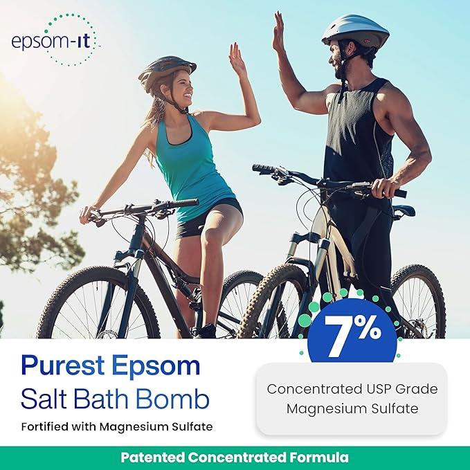 Epsom-It Epsom Salt Bath Bomb - Magnesium Sulfate Epsom Salts for Soothing and Refreshing soak, Recovery Magnesium Bath Soak for Women & Men, Unscented, 2-Pack