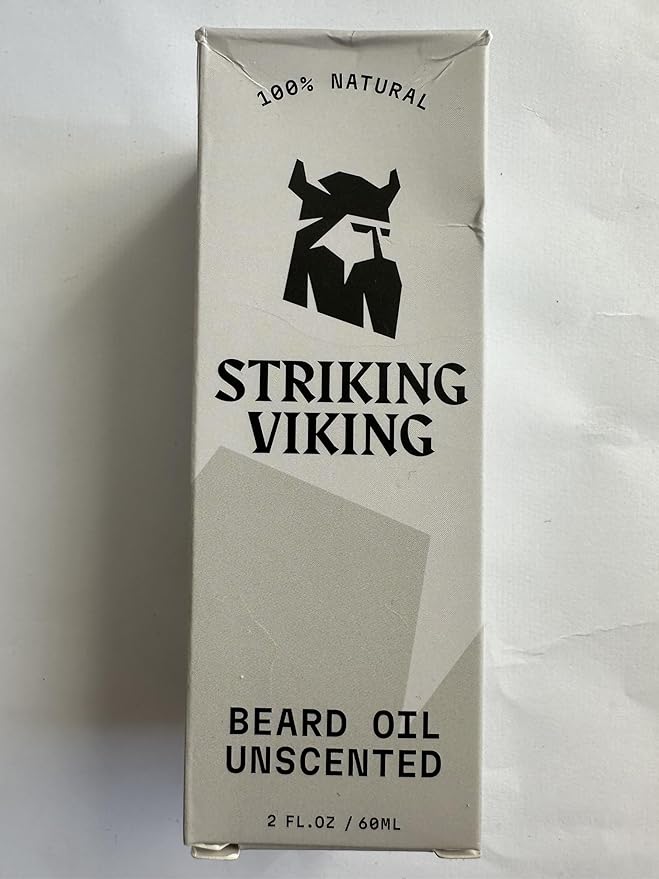 Striking Viking Unscented Beard Oil for Men - 2 Fl Oz, Fragrance-Free - Clear Beard & Mustache Conditioner with Jojoba & Argan Blend, Almond & Tea Tree Oils for Growth & Sensitive Skin