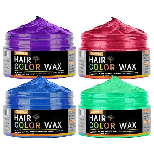 4oz Temporary Hair Color Wax for Men Women Kids Daily Party Cosplay Christmas DIY Washable Hair Chalk Natural Instant Hair Color for Women Temporary Hair Dye for Children (Blue&Purple&Pink&Green 4pcs)