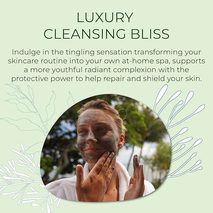 Sea-el Sea Kelp Mud Face Mask Skincare Activated Charcoal & Bentonite Clay Detox & Repair Facial Mask Calming Hydration Boost - Turmeric & Aloe Daily Glow Essentials for Women & Men - 2oz