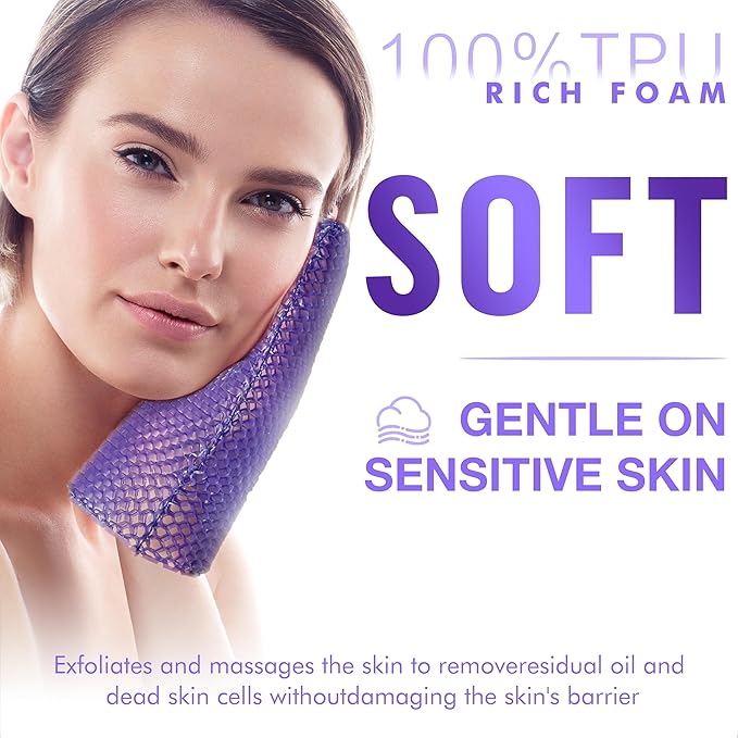 Bath Mitt - Exfoliating Glove, Honeycomb Body Scrubber,Massage Body Scrub Gloves for Home Spa,Mitt Sponges for Cleaning Body,Deep and Gentle,Fast foaming (Pink(Softer,Small Size,) New Version)