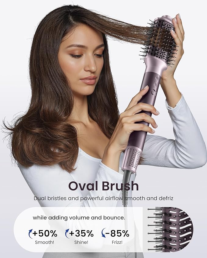 Dual Voltage Hair Dryer Brush for Travel – 5 in 1 Air Styler with High-Speed Blow Dryer, Ionic Anti-Frizz, Compact Design with Travel Bag, Ideal for Europe & Worldwide Use (100V–240V)