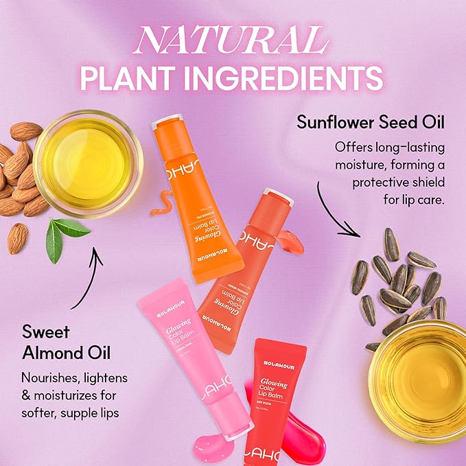 Glowing Color Lip Balm 0.35 Oz| Hydrating Lip Balm Lip Gloss for Girls | Vegan Lip Balm & Lip Plumping Gloss | Lip Glowy Balm & Lip Care for Dry Lips | Moisturizing Lip Balm Shining Berry