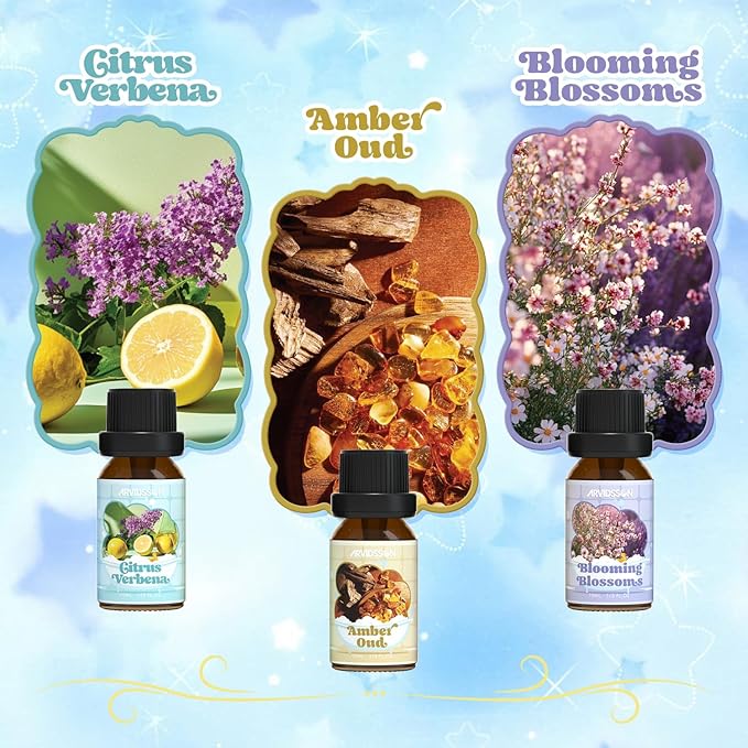 Bath Fragrance Oils Set, ARVIDSSON Natural Spa Essential Oils for Diffuser, Soap and Candle Making, Vanilla & Coconut, Lavender Bliss, Sparkling Grapefruit, Citrus Verbena, Amber Oud, Scented Oils