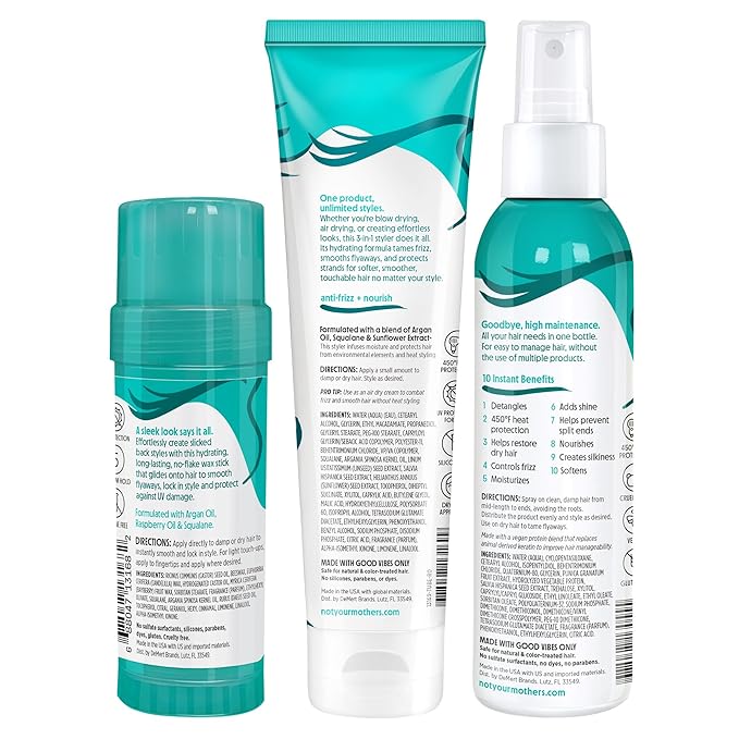 Not Your Mother's All Eyes On Me 10-in-1 Hair Perfector & 3-in-1 Wax Stick & Styling Cream (3-Pack) - Protectant & Styling Products for All Hair Types