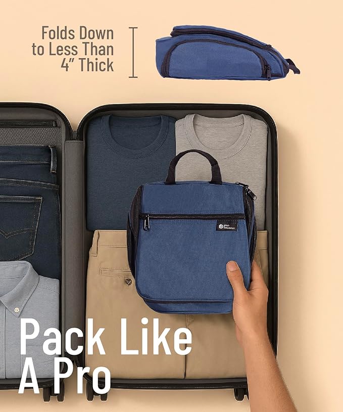 D&D Hanging Travel Toiletry Bag for Men and Women – Large Cosmetics, Makeup and Toiletries Organizer Kit with 10 Compartments, YKK Zippers, XXL Metal Swivel Hook, Water-Resistant Nylon