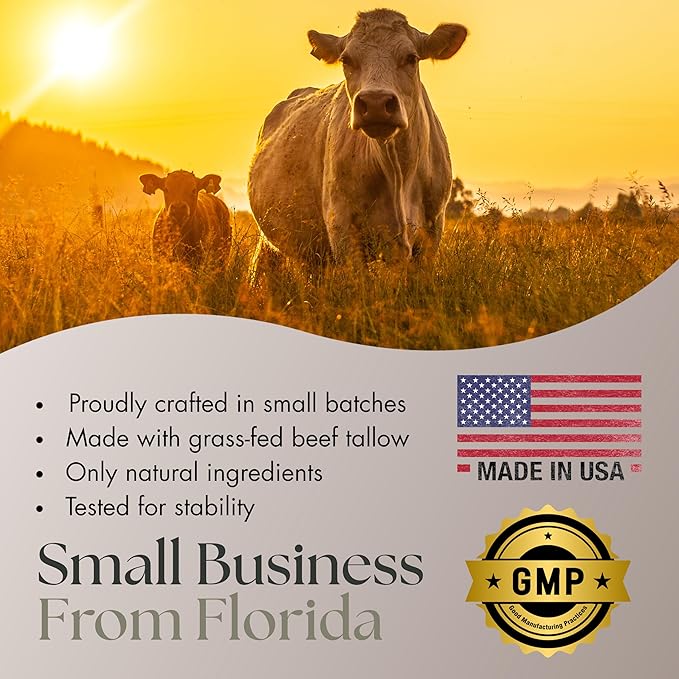 Elara Beef Tallow For Skin - Whipped Tallow Balm For Face And Body - 100% Grass-Fed Tallow Skin Balm With Marula And Sweet Almond Oil - 4 Fl. Oz. - Lavender