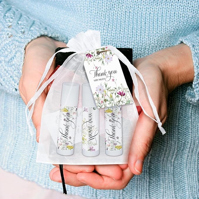 50 Set Employee Appreciation Gifts Bulk Baby Shower Favors Lip Balms Bulk Thank You Gifts Wedding Bridal Shower Bachelorette Gifts Prizes for Guests Women Teacher Coworker Nurse(Wildflower)