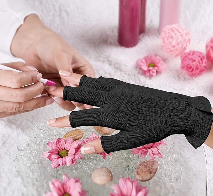 MIG4U 3 Pairs Fingerless Moisturizing Gloves, Half Finger Touchscreen Beauty Glove for SPA, Eczema, Dry Hands, Skin Treatment, Summer Sun UV Protection (L/XL, Black-3pairs)