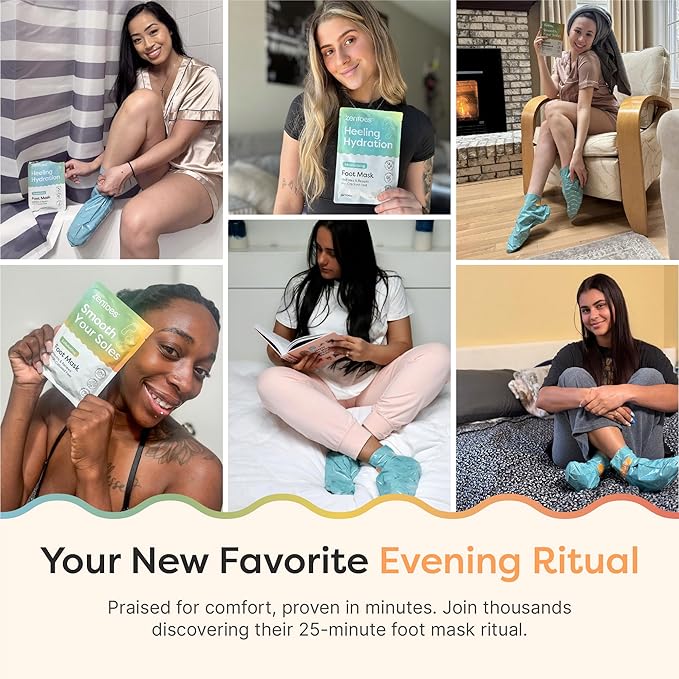 ZenToes Heating Foot Mask - Moisturizing Heated Foot Treatment with Cinnamon Oil & Shea Butter for Tired, Overworked Feet - Paraben Free Spa Experience at Home, 3 Pairs