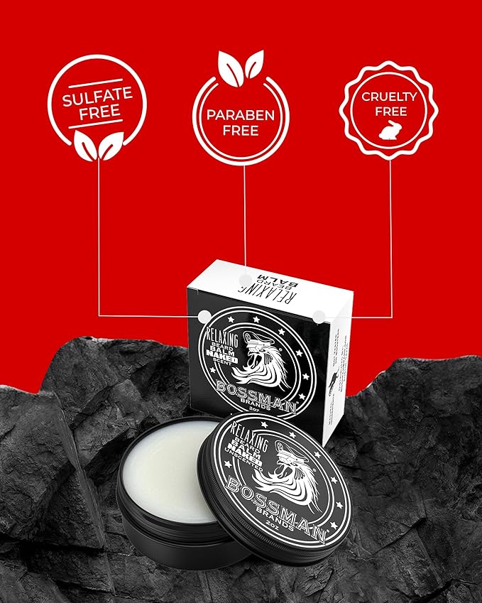 Bossman Relaxing Beard Balm for Men (Naked - Unscented) – Tames, Relaxes, Thickens & Softens for Ultimate Beard Care – Made in USA