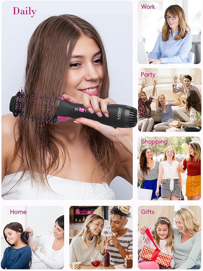 Hair Dryer Brush Blow Out Brush - Hot Air Styler and Volumizer for Smooth, Frizz-Free Results - 60mm Oval Barrel HairDryer for Salon Blowout & Dry Quickly - One-Step Drying Volumizing Straightening