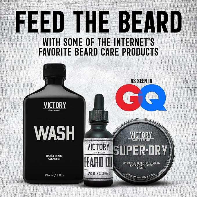 Victory Barber & Brand Beard Wash - Made in USA, Men's All-in-One Shampoo and Conditioner, Hydrating, Smoothening, Softening, 8.4 Fl Oz