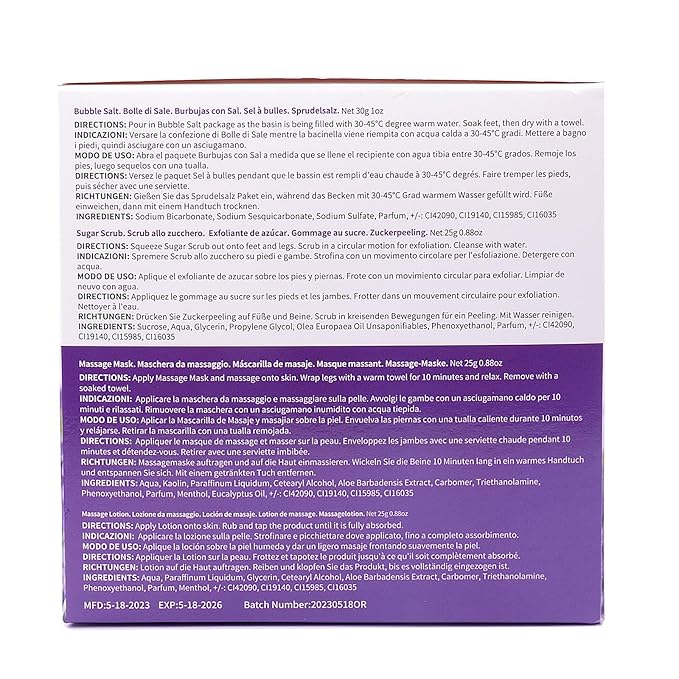 40 PCS Foot Soak, Pedicure Kit Foot Soak Set With Bubble Salt, Sugar Scrub, Massage Mask, Massage Lotion In a Box 4 Step Foot Spa Kit For Dry Cracked Feet, Tired Feet,10 Set Lavender