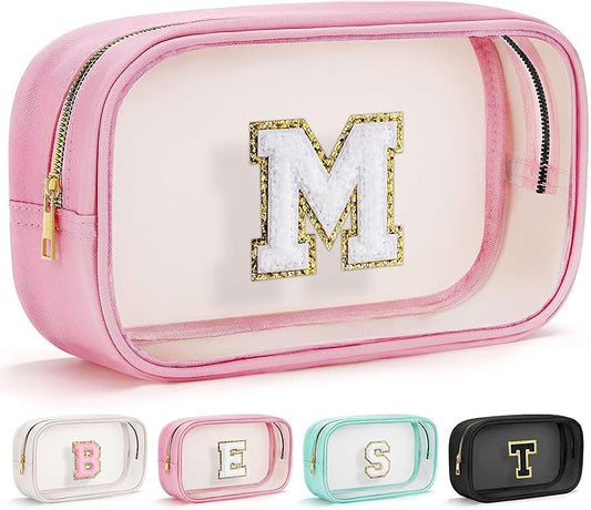 YOOLIFE Graduation Teacher Gifts Travel Toiletry Bag, Clear Makeup Bag Preppy Cosmetic Bags Organizer Travel Essentials Pink Gifts for Girls Teen Girlfriend Kids Birthday Gift Preppy Stuff M