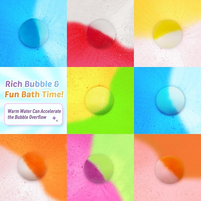 Bath Bombs for Kids, 12 Pcs Bath Bombs with Glow in The Dark Dinosura Surprise Inside, Handmade Organic Bubble Bath Ball Gift Set for Boys and Girls, Gift for Birthday Christmas Easter