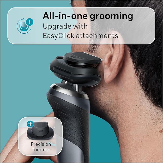 Braun Electric Shaver for Men, Series 7 7120s, Wet & Dry Shave, Turbo & Gentle Shaving Modes, Waterproof Foil Shaver, with Precision Trimmer, Space Grey
