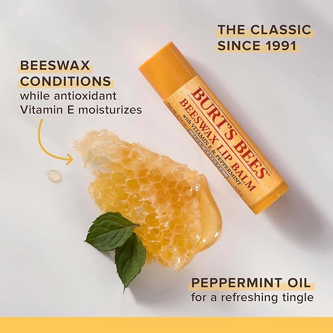 Burt's Bees Hand Salve and Moisturizing Lip Balm for Dry Skin and Chapped Lips, Classic, Natural Origin Skincare, 3 oz./0.15 oz.