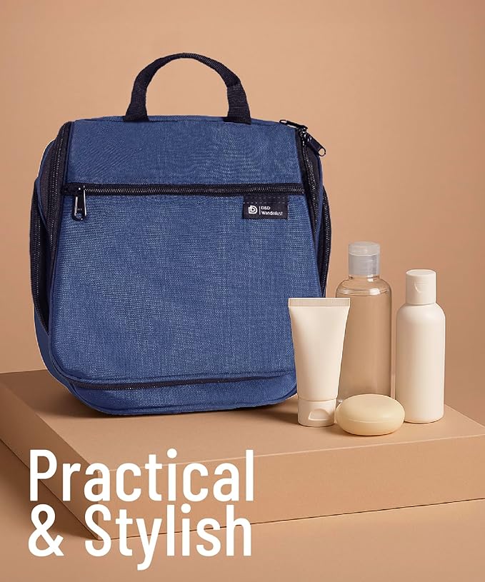 D&D Hanging Travel Toiletry Bag for Men and Women – Large Cosmetics, Makeup and Toiletries Organizer Kit with 10 Compartments, YKK Zippers, XXL Metal Swivel Hook, Water-Resistant Nylon