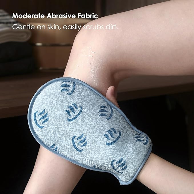 SHIMOYAMA Bath Mitten, Body Exfoliating Gloves, 2 Pack, Thick & Soft Bath Scrub Mitt, Gentle Dead Skin Remover