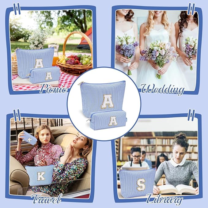 YOOLIFE Birthday Gifts for 3 4 5 6 7 8 9 10 11 12 13 Year Old Girls | Monogram Makeup Bag | Makeup Pouch | Stocking Stuffers for Girls | Birthday Gifts for Girls | Teen Girl Daughter Sister Gifts S