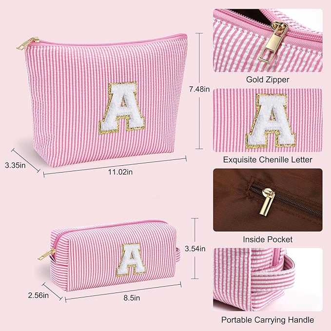 YOOLIFE Unique Makeup Bag - Pink Cosmetic Travel Toiletry Bag for Women, Sister, Girlfriend, Friend Gifts