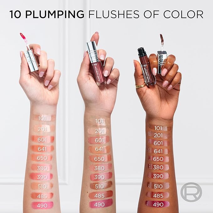 L'Oreal Paris Plump Ambition Hyaluron Lip Oil, 24 HR Lip Gloss with Hyaluronic Acid, Volumizing Formula with Glass-Like Shine, Nude Macaron 650, 0.16 Fl Oz