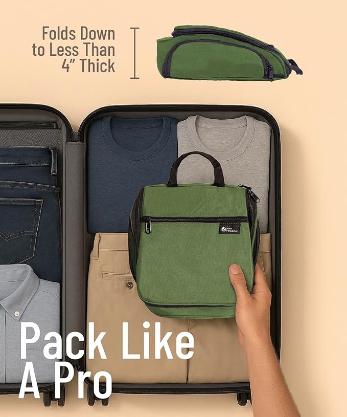 D&D Hanging Travel Toiletry Bag for Men and Women – Large Cosmetics, Makeup and Toiletries Organizer Kit with 10 Compartments, YKK Zippers, XXL Metal Swivel Hook, Water-Resistant Nylon