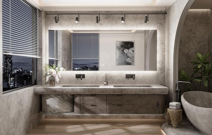 TETOTE 84 x 32 Inch LED Backlit Bathroom Mirror with Lights,Anti-Fog,Dimmable Lighted Mirror(Horizontal/Vertical) Wall Mounted Vanity Mordern Mirror