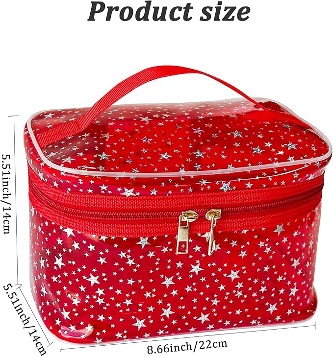 Holographic Makeup Bags Bulk,Clear Storage Bag Toiletry Pocket Portable Zippered Iridescent Pouch Waterproof Cosmetic Gift Bags for Women (Black-L)