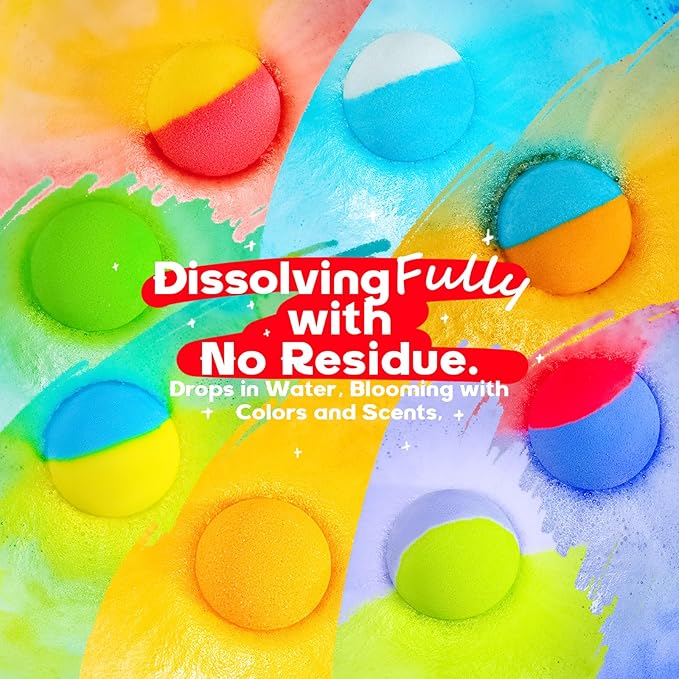 64 Pack Natural Bath Bombs Bulk Set – 8 Scents, Organic Ingredients, Long-Lasting Bubbles, Relaxing Gifts for Women & Men, Self-Care, Birthday, Christmas & Stocking Stuffers