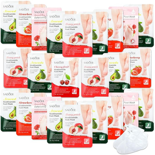 48 Pcs Fruits Foot Mask Bulk Hydrating Moisturizing Socks Feet Peeling Mask for Dry Cracked Aloe Foot Care for Spa Day Kit Beauty Relaxation Gift for Women