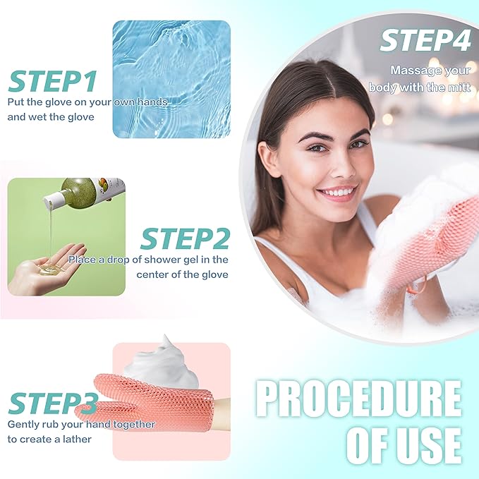 Bath Mitt - Exfoliating Glove, Honeycomb Body Scrubber,Massage Body Scrub Gloves for Home Spa,Mitt Sponges for Cleaning Body,Deep and Gentle,Fast foaming (White(Softer,Medium Size))