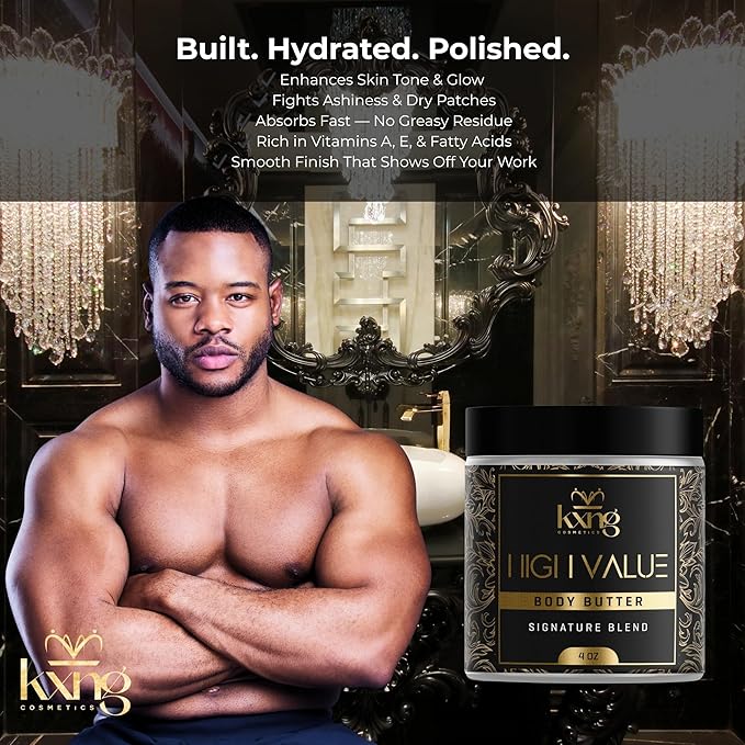 KXNG Cosmetics, Body Butter, Organic Skin Care for Men and Women, Body Moisturizer Lotions and Creams, Raw Shea Butter, Cocoa Butter, Mango, Coconut Oil, Hand, Foot, All Skin Types (High Value)