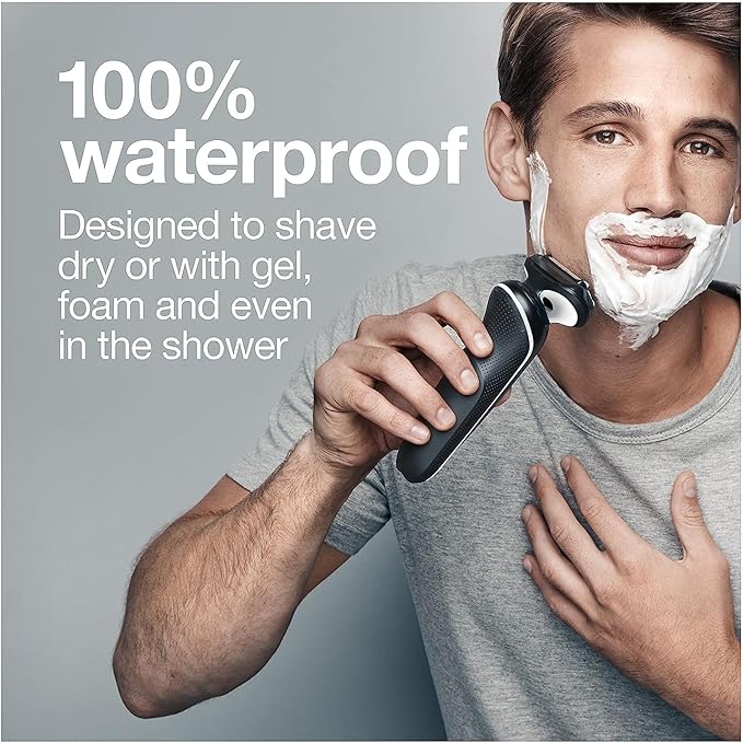 Braun Electric Razor for Men, Waterproof Foil Shaver, Series 5 5050cs, Wet & Dry Shave, with Beard Trimmer and Body Groomer, Rechargeable, Charging Stand Included, Blue