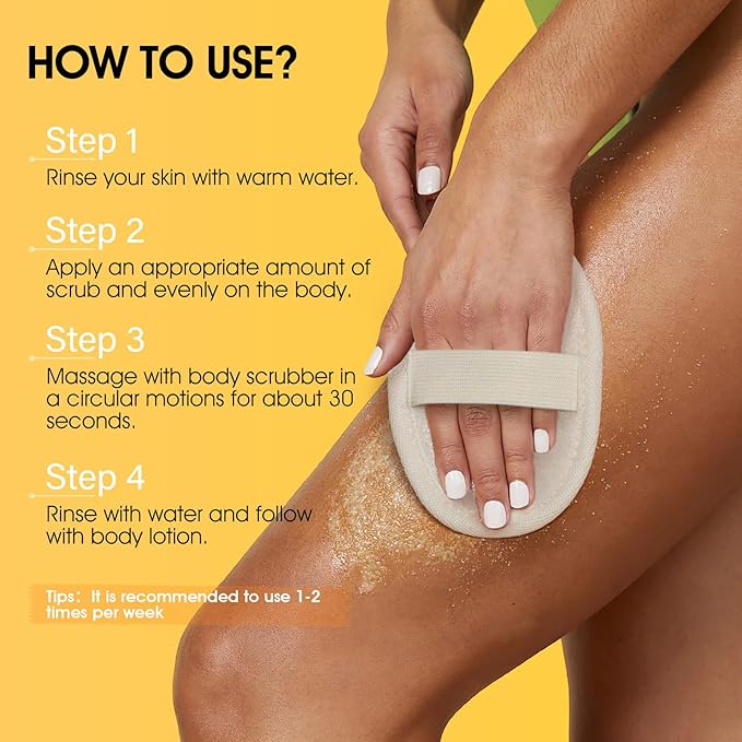 Body Scrub,Turmeric Exfoliating Body Scrub with AHA & BHA, Gentle Body Exfoliator with Vitamin C for Body Hand Foot Bikini Area, Smooth & Moisturized Skin for Women and Men - 11.3oz