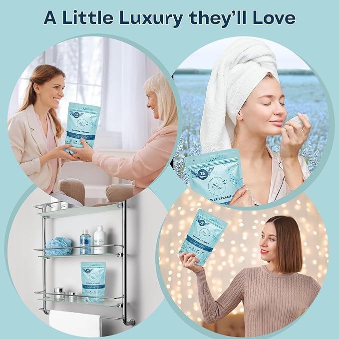Shower Steamers Aromatherapy for Women 15-Pack (30g), Eucalyptus & Mint Shower Tablets, Perfect spa and Relaxation Mother & Father Gifts
