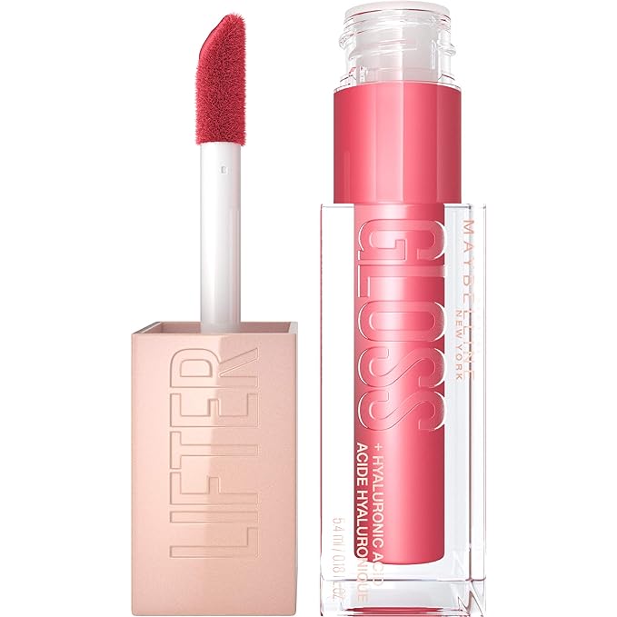 Maybelline Lifter Gloss, Hydrating Lip Gloss with Hyaluronic Acid, High Shine for Plumper Looking Lips, Heat, Raspberry Neutral, 0.18 Ounce (Pack of 2)