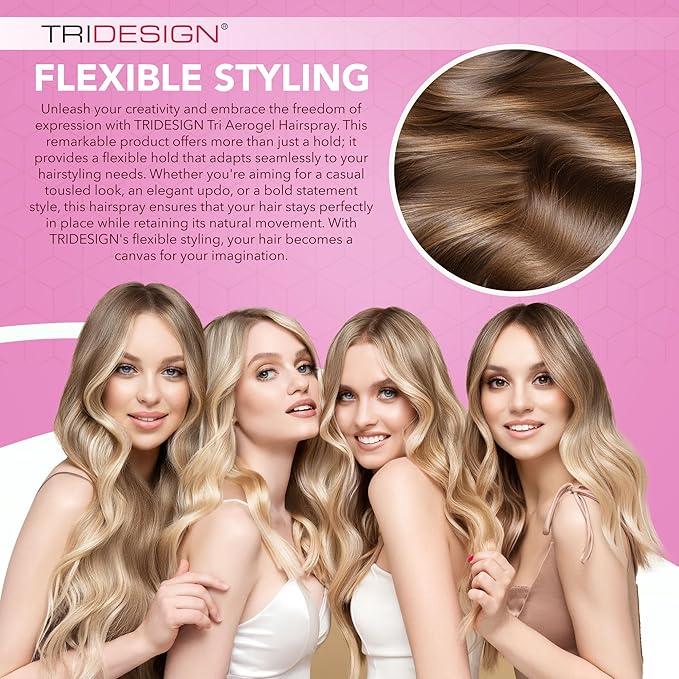 TRI Design Aerogel Hairspray - Strong Hold Hair Finishing Spray for Volumizing & Control, Flexible Styling for All Hair Types, Non-Sticky and Scented - For Women and Men - Pack of 5 (10.5 Oz)