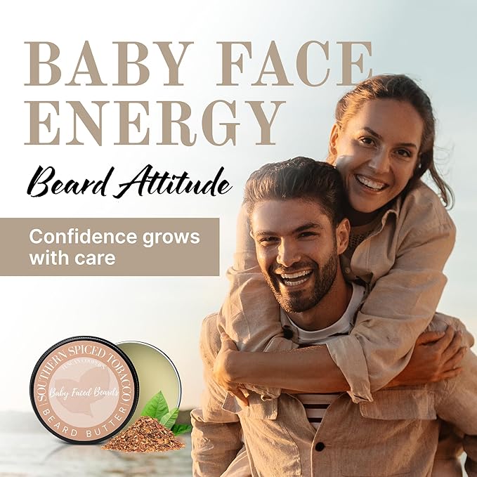 Tuscan Cooper's Baby Faced Beards Butter for Men - Moisturizing Beard Balm Cream and Softener for All Hair Types Including Coarse Hair - 4oz Hydration and Conditioning Care - Rawhide and Pear Scent