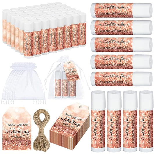 Dunzy 50 Pack Bridal Shower Favors Gifts Bulk Lip Balms Wedding Bachelorette Favors Baby Shower Favors Prizes Souvenirs Thank You Appreciation Gifts for Guests Women Men Coworker Staff