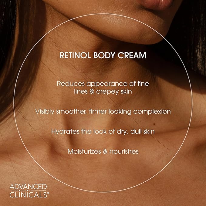 Advanced Clinicals Retinol Body Lotion & Face Moisturizer | Anti Aging Skin Care Retinol Body Cream For Women & Men Improves Appearance Of Fine Lines, Wrinkles, & Look Of Crepey Skin, W/Travel Size