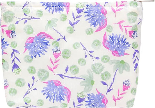 PAZIMIIK Makeup Bag Large Cotton Zipper Pouch for Purse Travel Canvas Make Up Organizer for Women Cosmetic,Galsang White