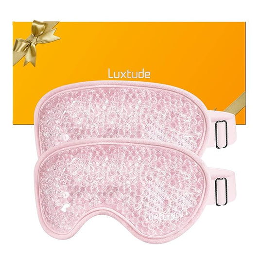 Luxtude Gel Eye Mask Cooling Eye Masks for Dry Eyes 2PCS, Hot Cold Eye Ice Pack Reusable Cold Eye Mask, Frozen Cold Eye Compress for Puffiness/Dark Circles/Headaches/Skincare/Eye Bags (Pink)