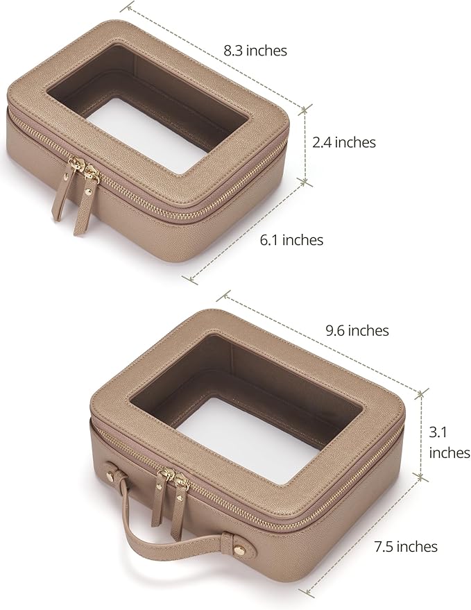 Popvibe Clear Makeup Bag Travel Cosmetic Case Transparent Toiletry Bag with Zipper, Portable Make Up Organizer Traveling Compact Car Bag for Essentials